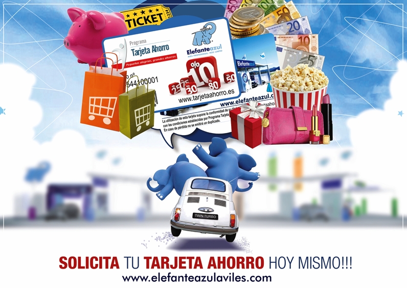 Cartel promoción Tarjeta Ahorro del Elefante Azul de Aviles